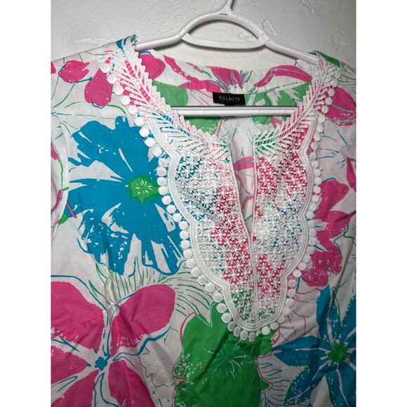 Talbots anguilla floral popover blouse womens medium spring lightweight preppy - Picture 3 of 7